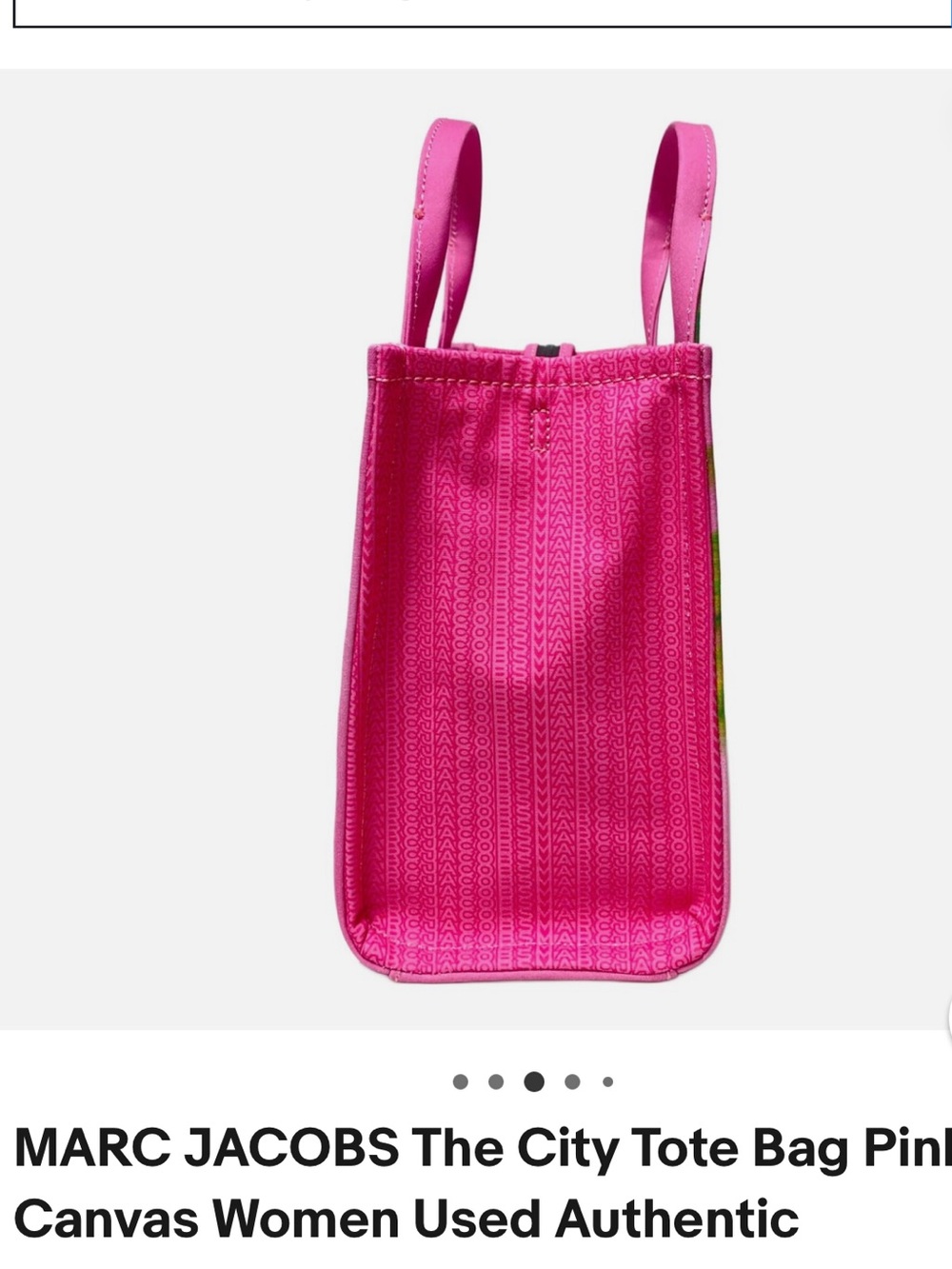 Marc Jacobs Pink Graphic City Tote with Black Strap - Picture 4 of 10